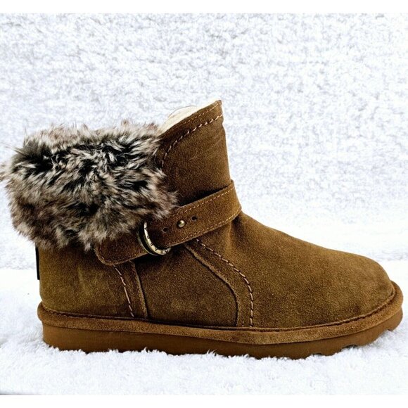 BEARPAW Koko Hickory Suede Faux Fur Winter Bootie Size 9 Medium New No Box - Picture 1 of 9